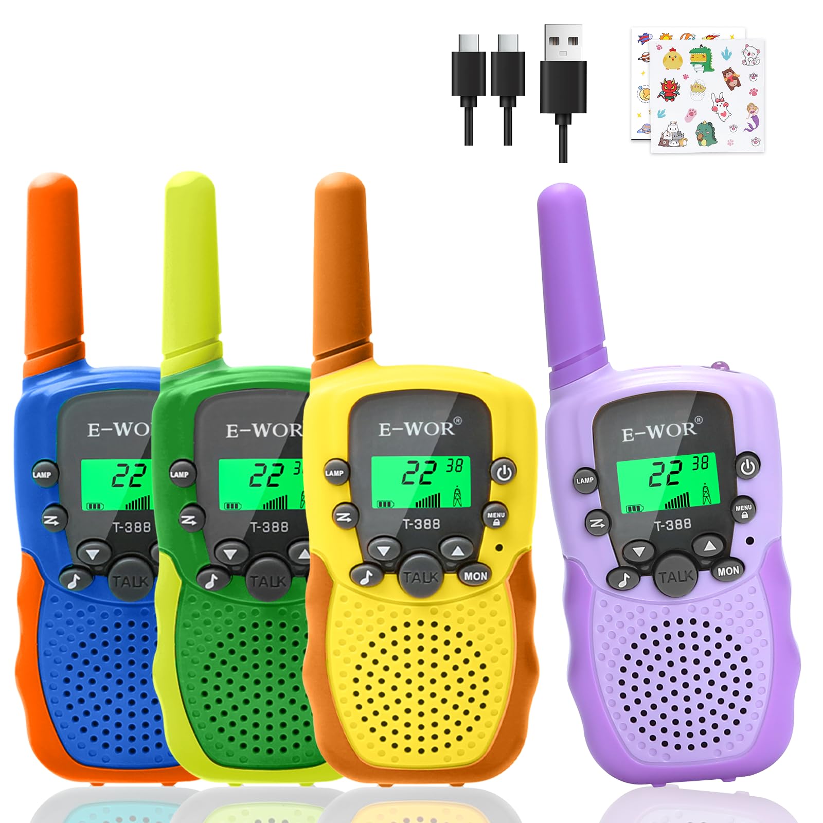 Amazon.com: E-WOR Walkie Talkies for Kids Rechargeable, 4 Pack