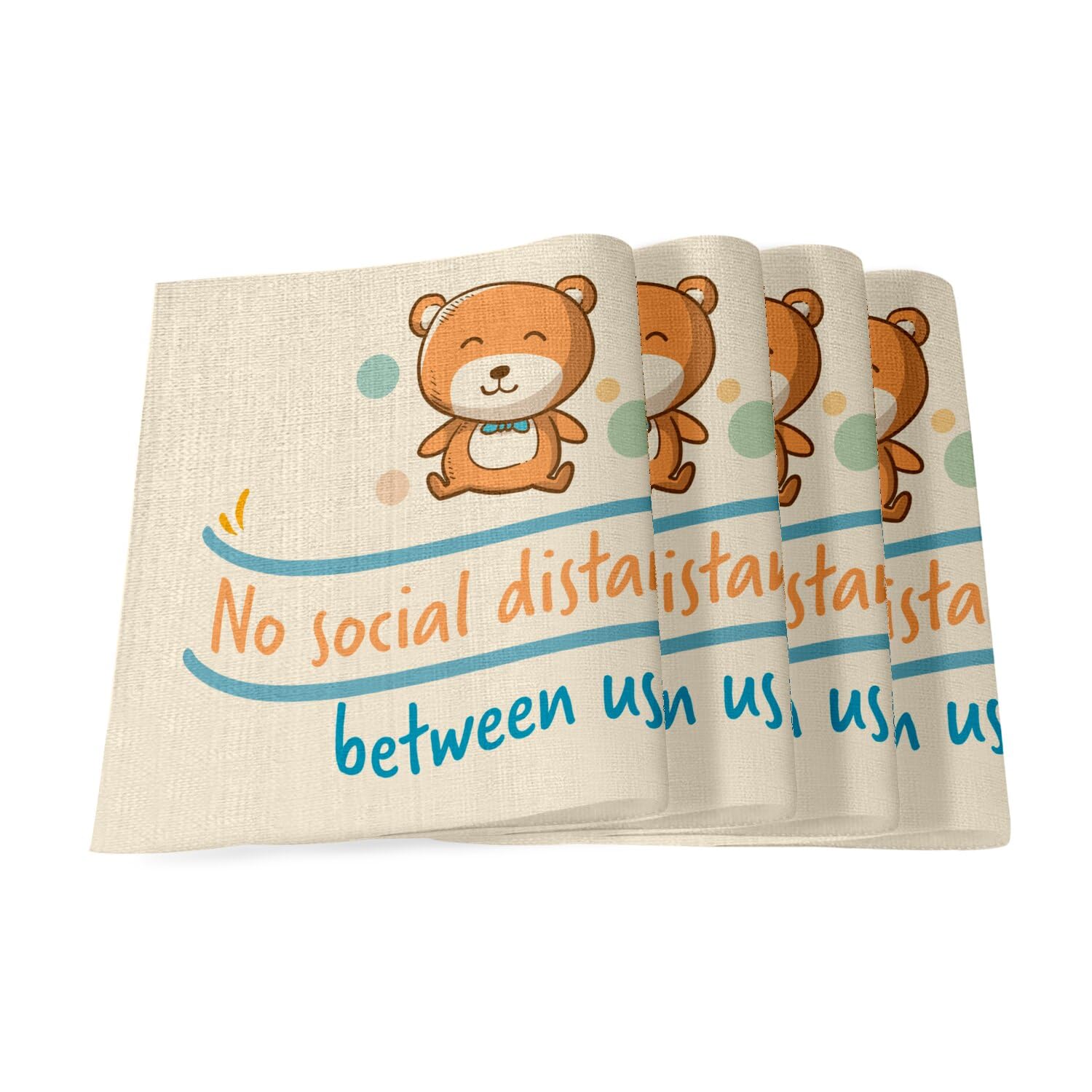 Sets de table en lin cadeau pendaison de crémaillère Teddy Bear