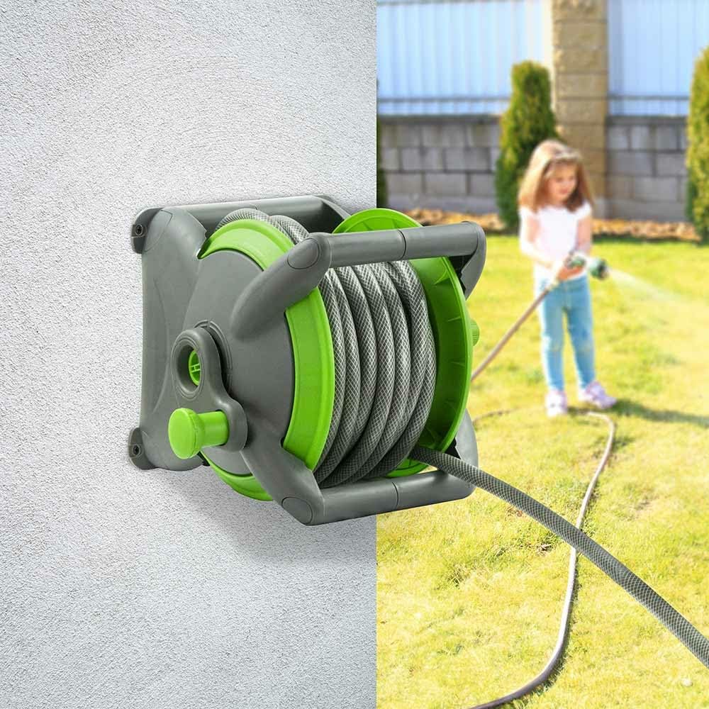 Manguera de jardín de 15 m con carrete y accesorios
