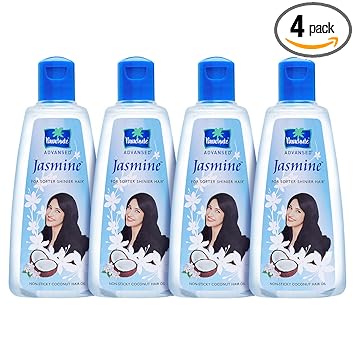 Parachute Advansed Jasmine, Non Sticky Coconut Hair Oil, For Shiny & Strong Hair, 200 ml (Pack of 4)