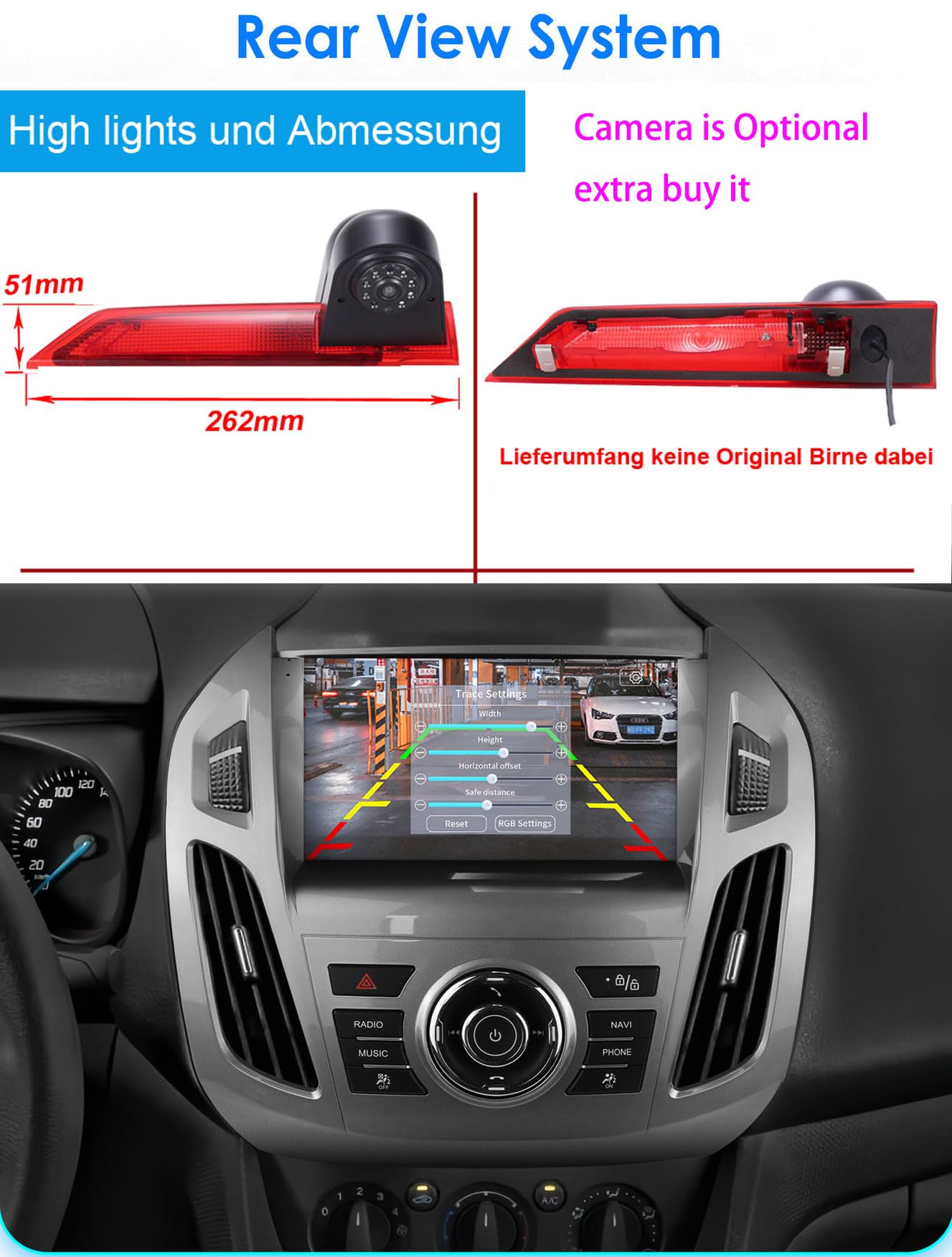9" radio samochodowe z Carplay i Android Auto + kamera cofania do Ford Transit Tourneo Custom 2012-2021, obsługuje sterowanie kierownicą, Mirror Link, Bluetooth, sterowanie głosem, nawigację GPS