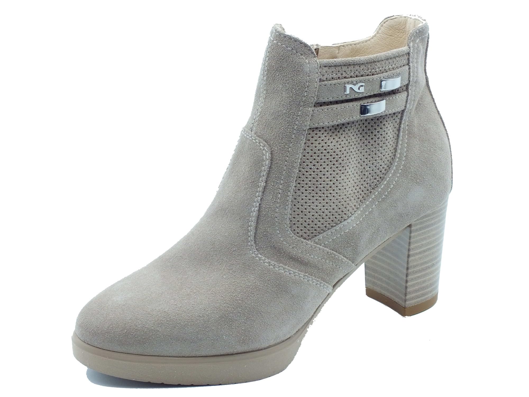 Nero Giardini E615081D Velour Creta Tronchetti Eleganti per Donna in Nabuk con Tacco Alto e Lampo