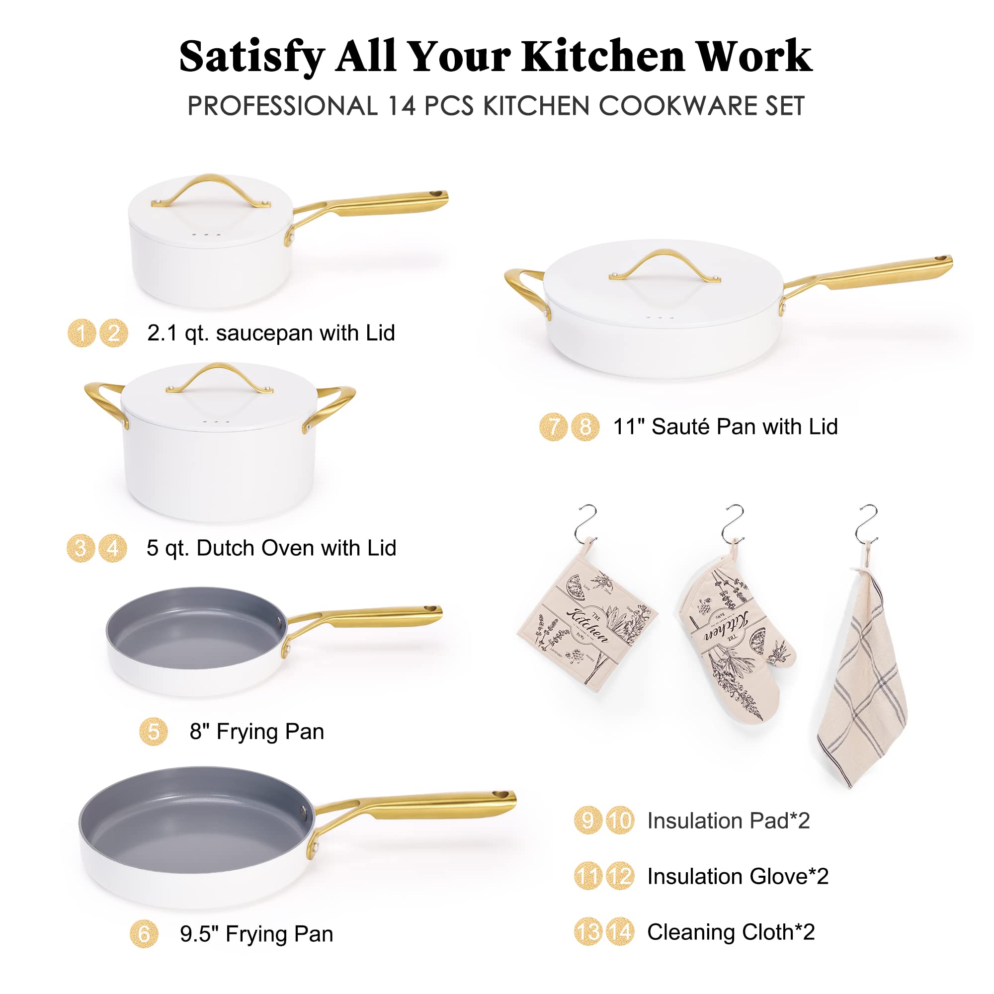 Ceramic Pots and Pans Set Nonstick Cookware Sets Non Toxic Cookware