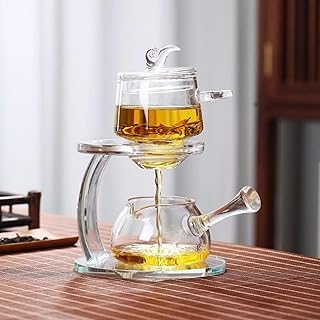 FLYILIA ティーポット 急須 湯呑み セット 耐熱ガラス 茶海 自動的 ティーセット 茶器セット 工夫茶器 茶こし付き 茶碗 蓋碗 中国茶器 おしゃれ 業務用 来客用 家庭用 湯飲み茶碗 煎茶器セット 番茶器セット 煎茶道具 茶器揃い 紅茶 緑茶 日本茶 中国茶 台湾茶 花茶 工夫茶 玉露 工芸茶 ほうじ茶 茶道具 プレゼント (クリア, 単品A)