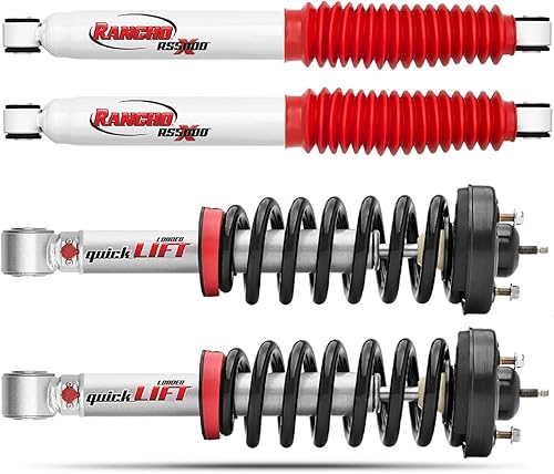Rancho RS55286 RS999910 Par de amortiguadores y par de puntales de nivelación de elevación rápida Ford F-150 Lincoln Mark LT