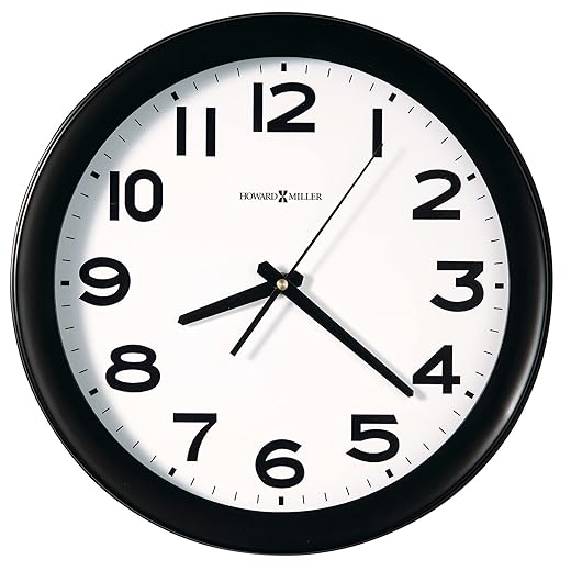 Howard Miller Kenwick Wall Clock, Black Case Classic Round Design with White Dial Optical Crystal