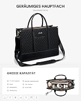 LOVEVOOK Női Laptop Táska 17" - Vízálló Üzleti Kézitáska Nagy Kapacitással, Többfunkciós Válltáska Egyetemre, Munkába - Fekete 3