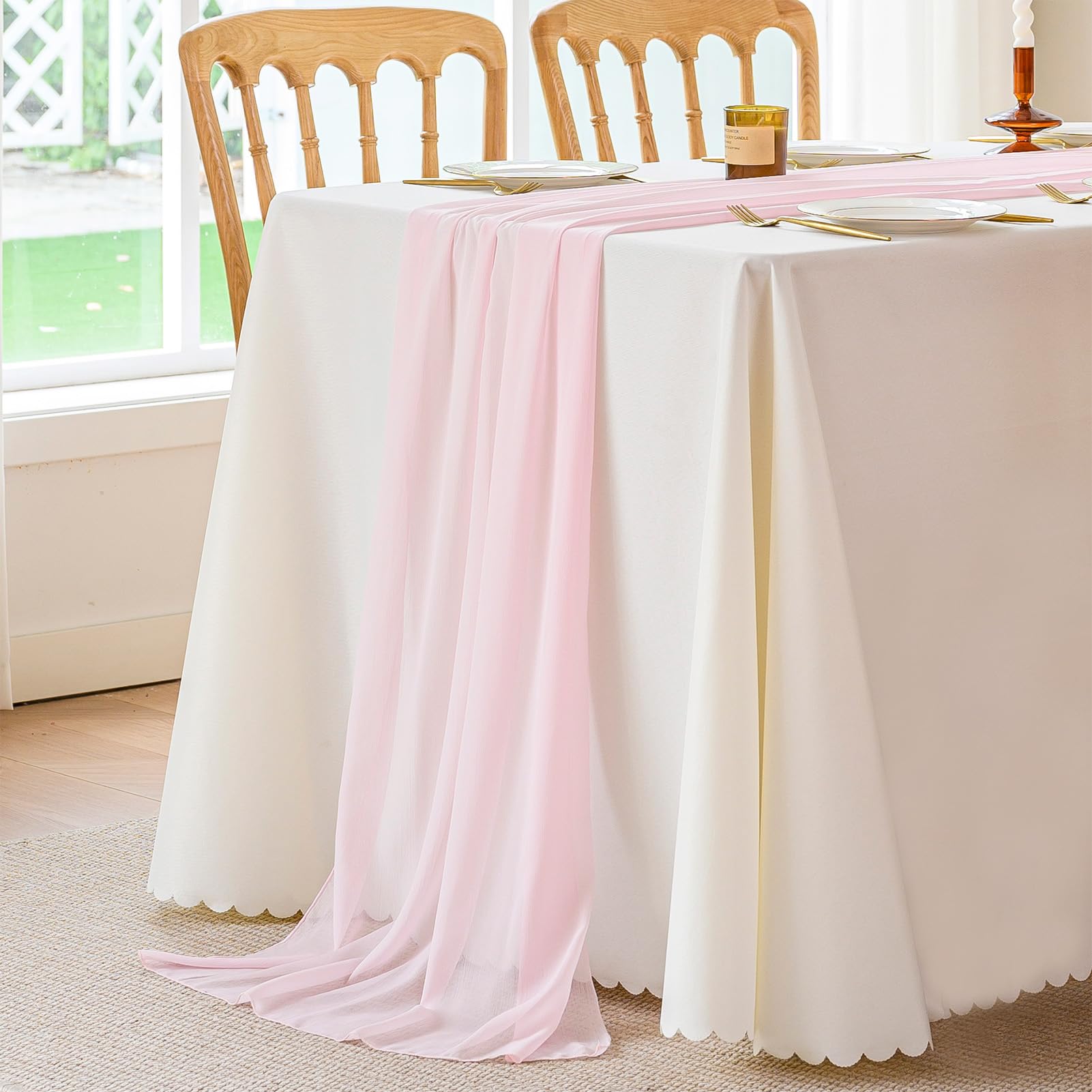 Chemin De Table Mousseline Soie AOKSUNOVA - Décoration Mariage Terracotta - 300x75 Cm - Polyester Fluide Et élégant