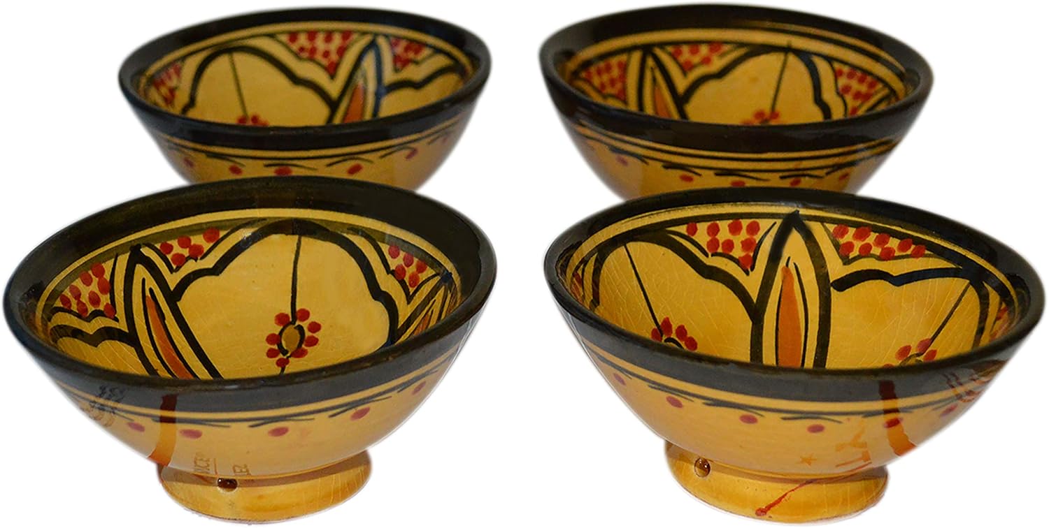 Ceramic Appetizer Bowls Handmade Moroccan Serving Set of 4