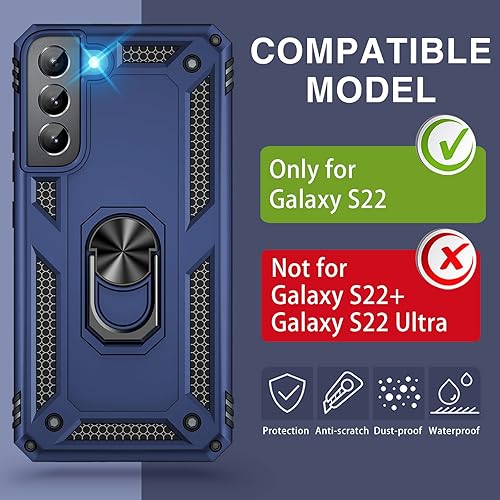 Miniatura 2 de Vaki Funda para Samsung Galaxy S22 5G con Protector de Pantalla Integrado de Grado Militar Cubierta Dura Resistente Armadura de Servicio Pesado