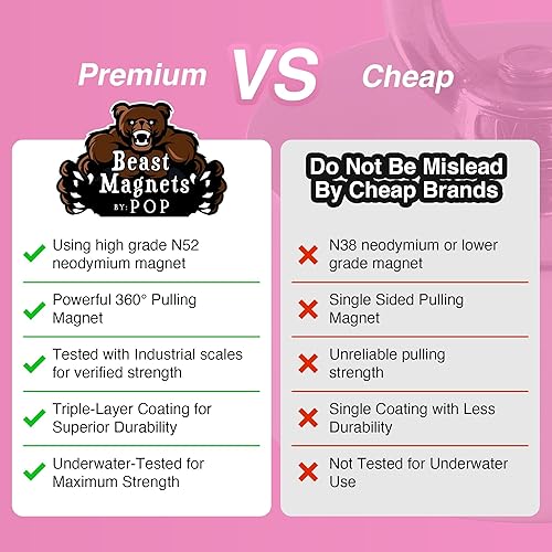 Vista 5 de Imanes de 2000 libras fuerza de tracción, imanes bestiales, imán de neodimio redondo de doble cara para pesca con imanes, 3.70 pulgadas de diámetro