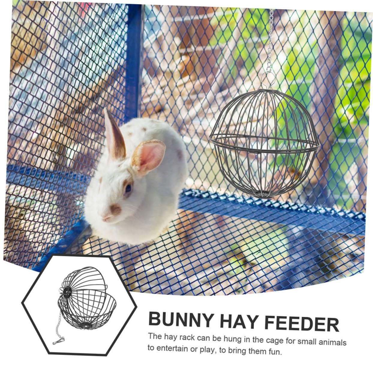 Happyyami 4pièces Distributeur De Foin Inoxydable pour Lapins Et Rongeurs Boules De Nourriture Suspendues Jouets Et Râtelier pour Hamsters Cobayes Et Chinchillas