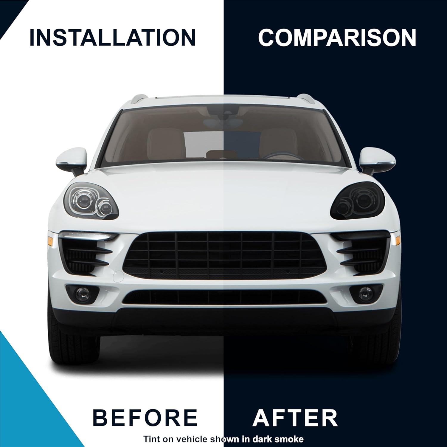 Pre-Cut Headlights Tint Kit Compatible with Porsche Macan 2015-2018 | Precision Cut Stretchable PPF Vinyl Overlay Cover Wrap (Dark Smoke)