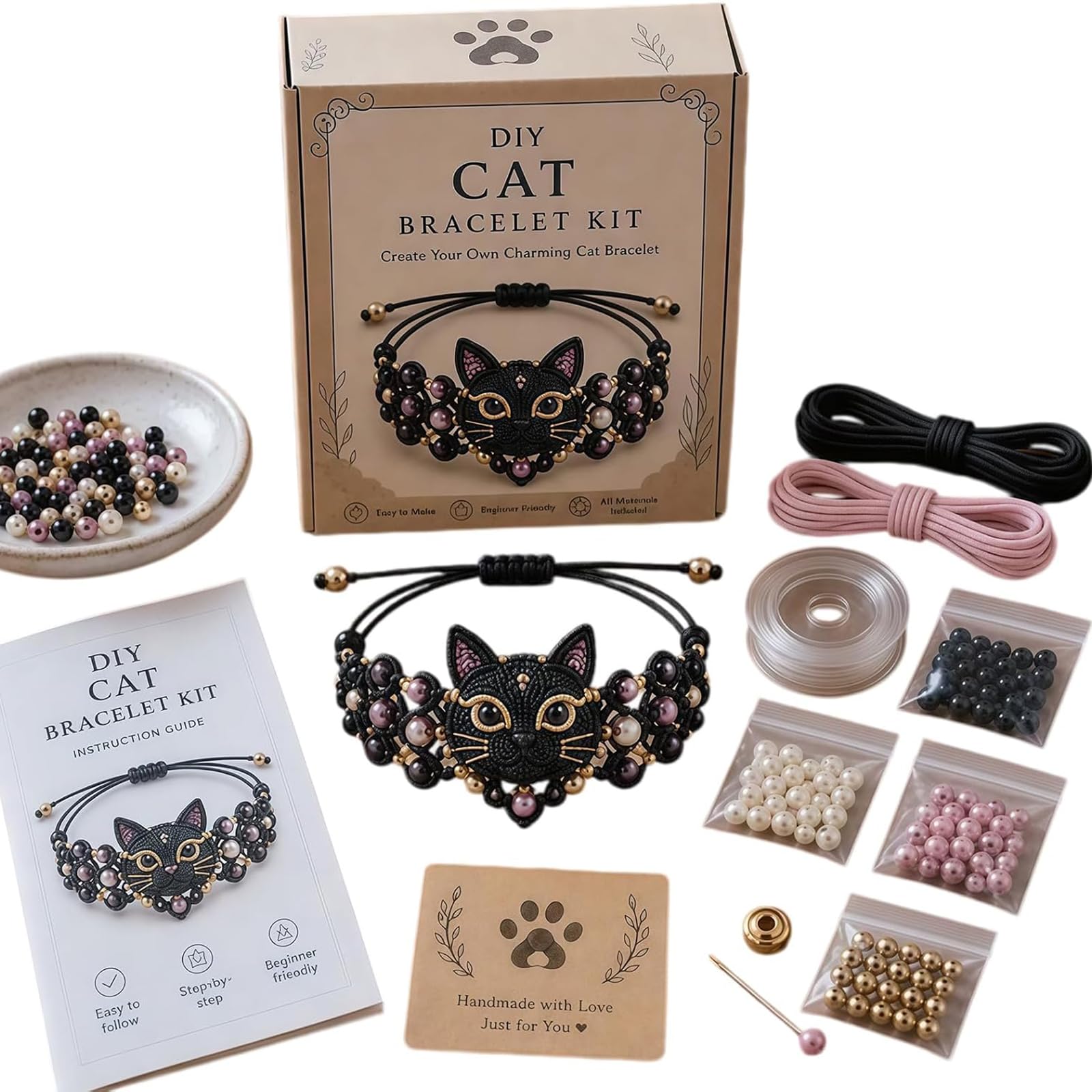 Fokayo DIY Beaded Bracelet Making Kit - Creative Manual Jewelry Art Craft, Cute 3D Beaded Animal Bracelet Craft Kit, Handmade Bead Weaving Jewelry Making Set with Instructions (#C)