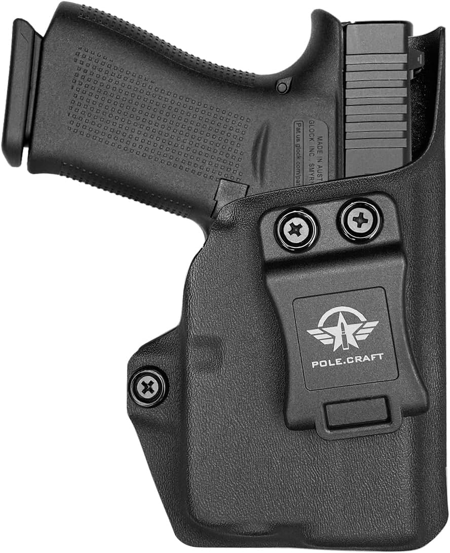POLE.CRAFT IWB Kydex Holster Custom Fits: Glock 43X TLR6 Laser Light Pistol - Inside Waistband Concealed Carry G43X TLR6 Holster - Adj. Cant Retention - Cover Mag-Button - No Wear - No Jitter