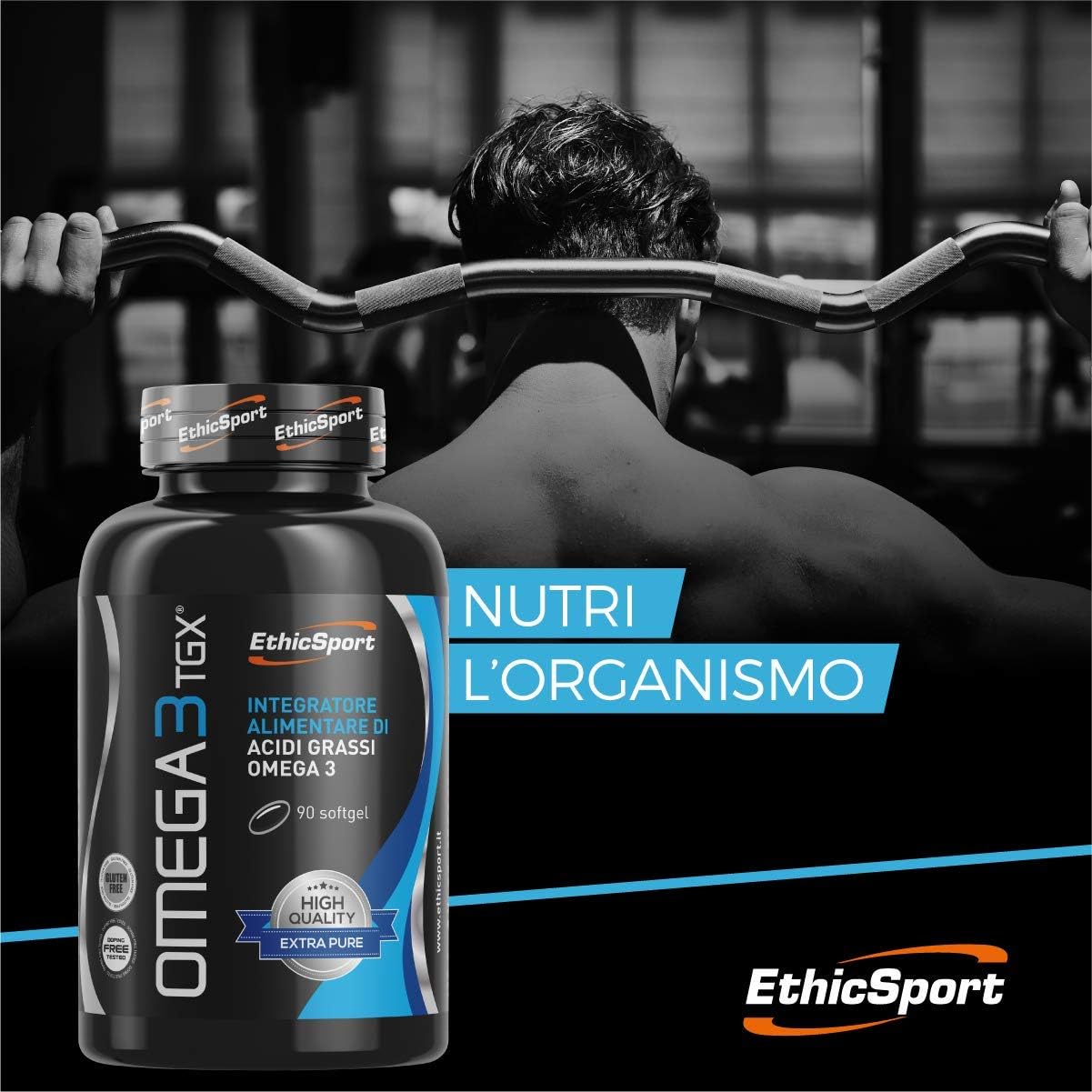 EthicSport - Omega 3 TGX - Barattolo da 90 softgel x 1437 mg - Integratore  alimentare di acidi grassi omega 3 in forma di trigliceride : Amazon.it:  Salute e cura della persona