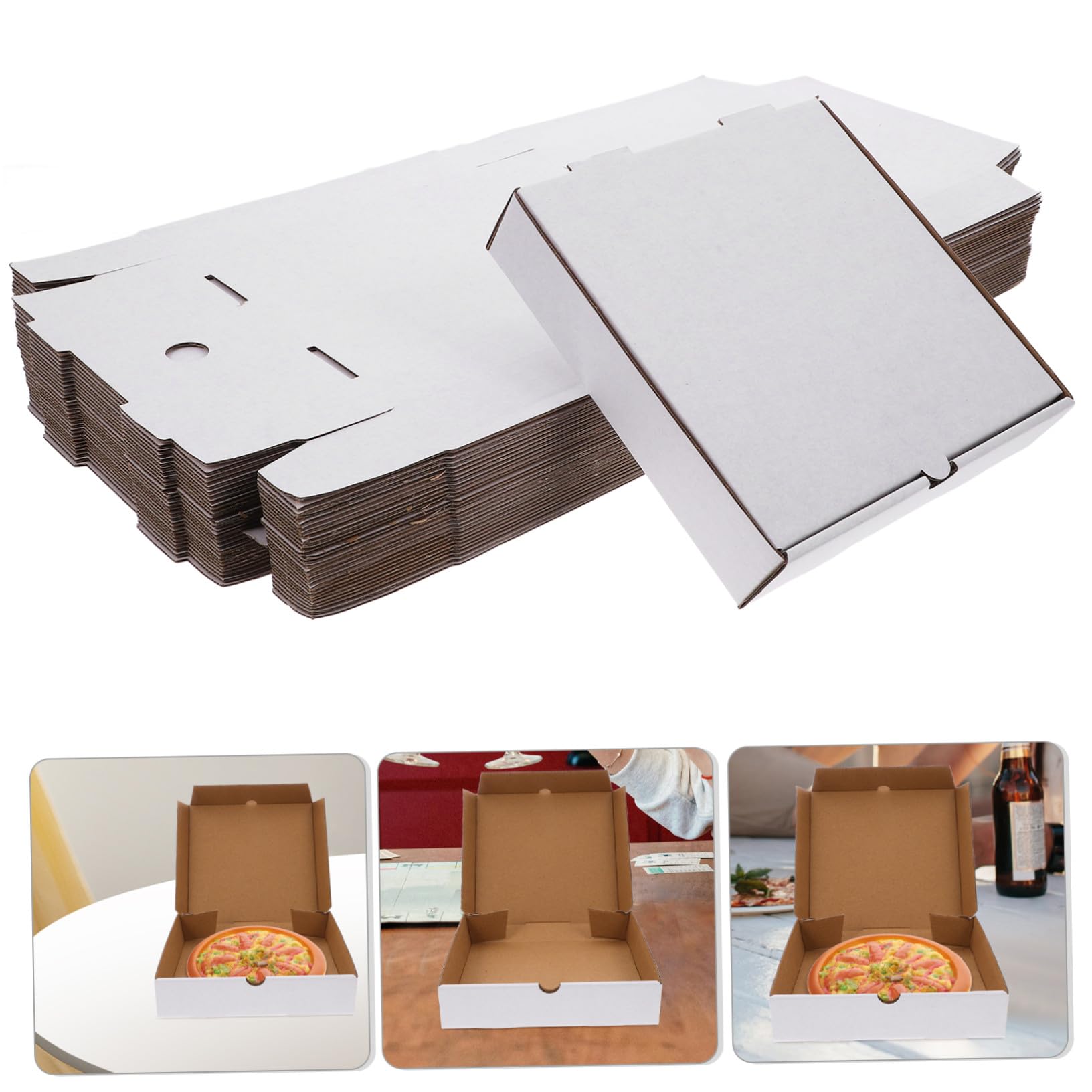 Holibanna 30 Szt. Szt Białe Kartonowe Pudełka Pizzę Cali Faliste Pudełka z Kraftowego Papieru Do Pakowania Pizzy Ciast i Ciastek Wielokrotnego Użytku Utrzymujące Świeżość Żywności Wynos