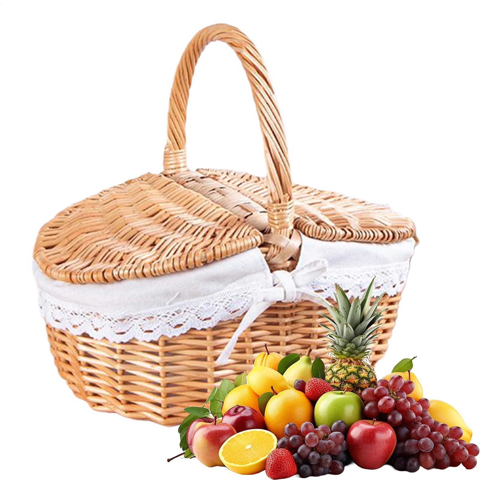 Panier de pique-nique en osier pour fête de jardin et camping convivial en famille