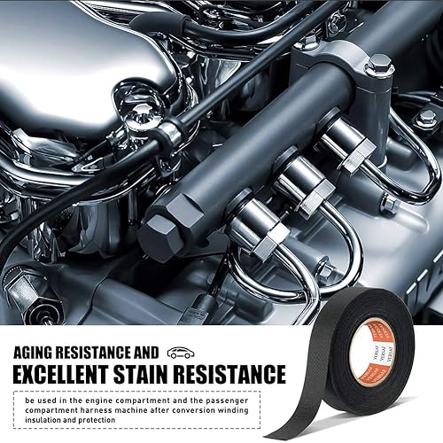 Miniatura 6 de Cinta de tela para automóvil, cinta adhesiva de alta resistencia al ruido, a prueba de calor, tela de fibra química, cinta eléctrica para envolver