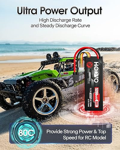 Miniatura 6 de HOOVO 3S 11.1V Lipo Battery 5200mAh 80C Estuche rígido con enchufe TR para coche RC, barco, camión, carreras, pasatiempos, FPV, modelo de carreras