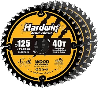 Circular Saw Blade 125mm 40 Teeth ATB Carbide Tungsten 22.3mm Drill Bit Compatible with Table/Portable Saws, 3Pcs