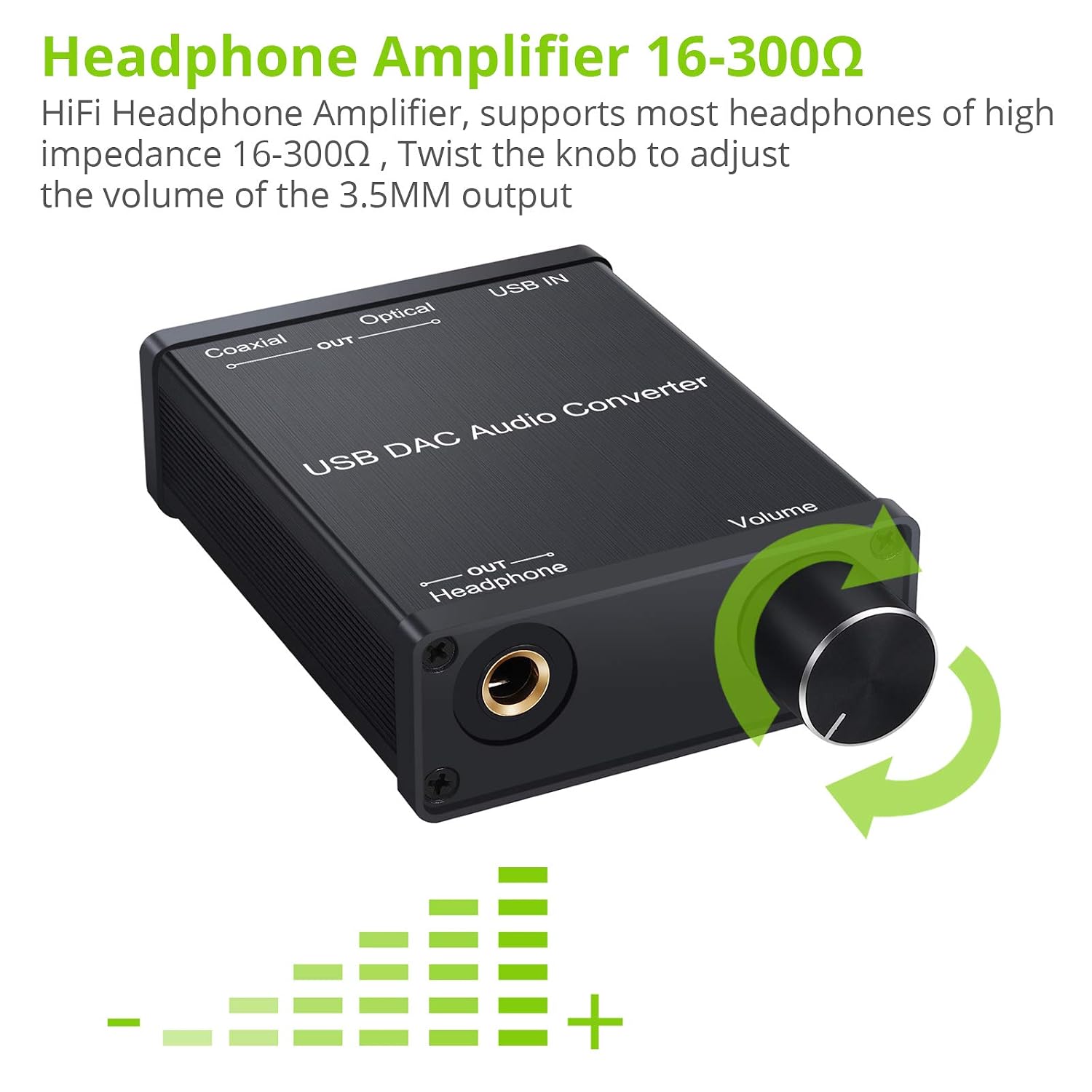 LiNKFOR USB DAC and Headphone Amplifier, Coaxial/Optical/6.35mm Headphone Output, USB to Coaxial S/PDIF Digital to Analog Converter Comaptible with Windows XP 7 10 and Mac PS4 PS3