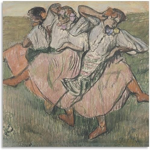BKMK Lienzo decorativo de tres bailarines ucranianos por Edgar Degas para decoración de pared de sala de estar, dormitorio, sin marco 20 x 20