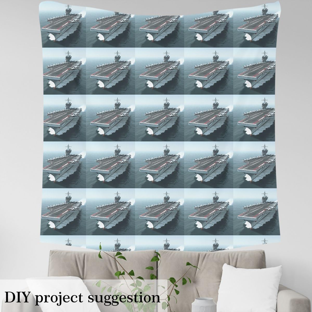 Erosebridal Ships Fabric by The Yard for Chairs,Aircraft Carrier Planes Upholstery Fabric for Boys Adult Men,Army Military Craft Patchwork Waterproof Pattern for Quilting Sewing,3 Yards,Blue White