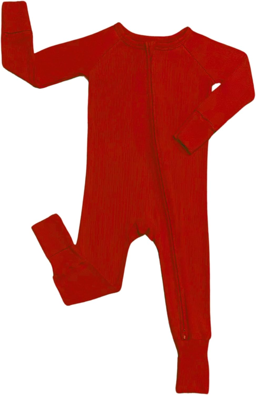 Stretchy Ribbed Viscose from Bamboo Baby Onesie, 2-Way Zipper Romper, Fold-Over Cuffs for Infants & Toddlers