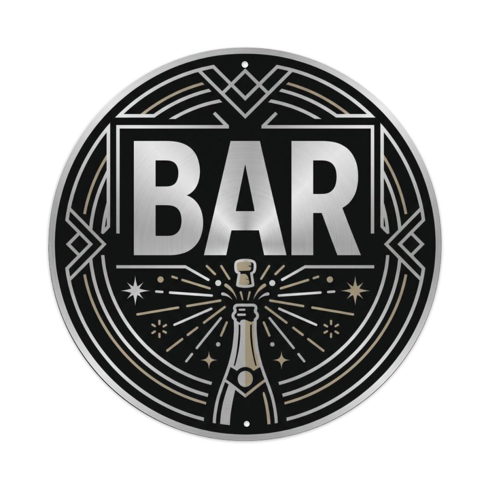 BAR Midnight Pub Emblem Metal Tin Sign Plaque Wall Decor for Cafe, Club Bar, Office, Home Garden Round Metal Poster 8x8Inch