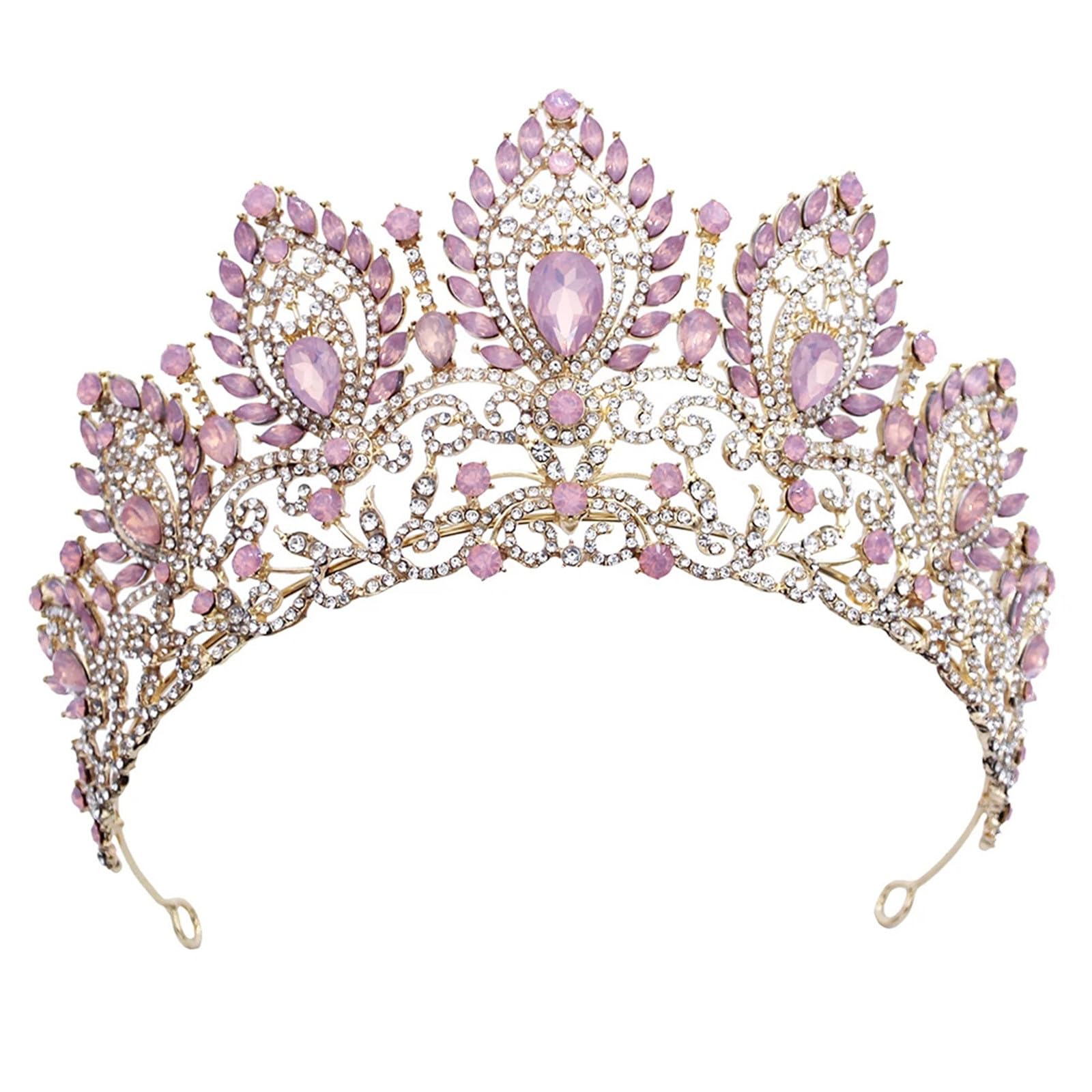 Korona ślubna w stylu vintage – tiara, akcesoria do włosów dla kobiet, suknia ślubna, urodziny, księżniczka (złoto-czerwony)