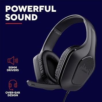 GXTrust Rayne Gaming Headset for PC Xbox PS4 PS5 Switch Mobile, Black | Over-Ear, Lightweight, 3.5 mm Jack, 2m Cable, 50mm Drivers, Foldaway Microphone
