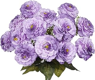 2 Pcs Artificial Flowers Zinnias Silk Flowers with Stems Zinnia Elegans Artificial Flowers for Outdoors Floral Arrangements Table Centerpieces Wedding Party Home Spring Summer Decor Purple