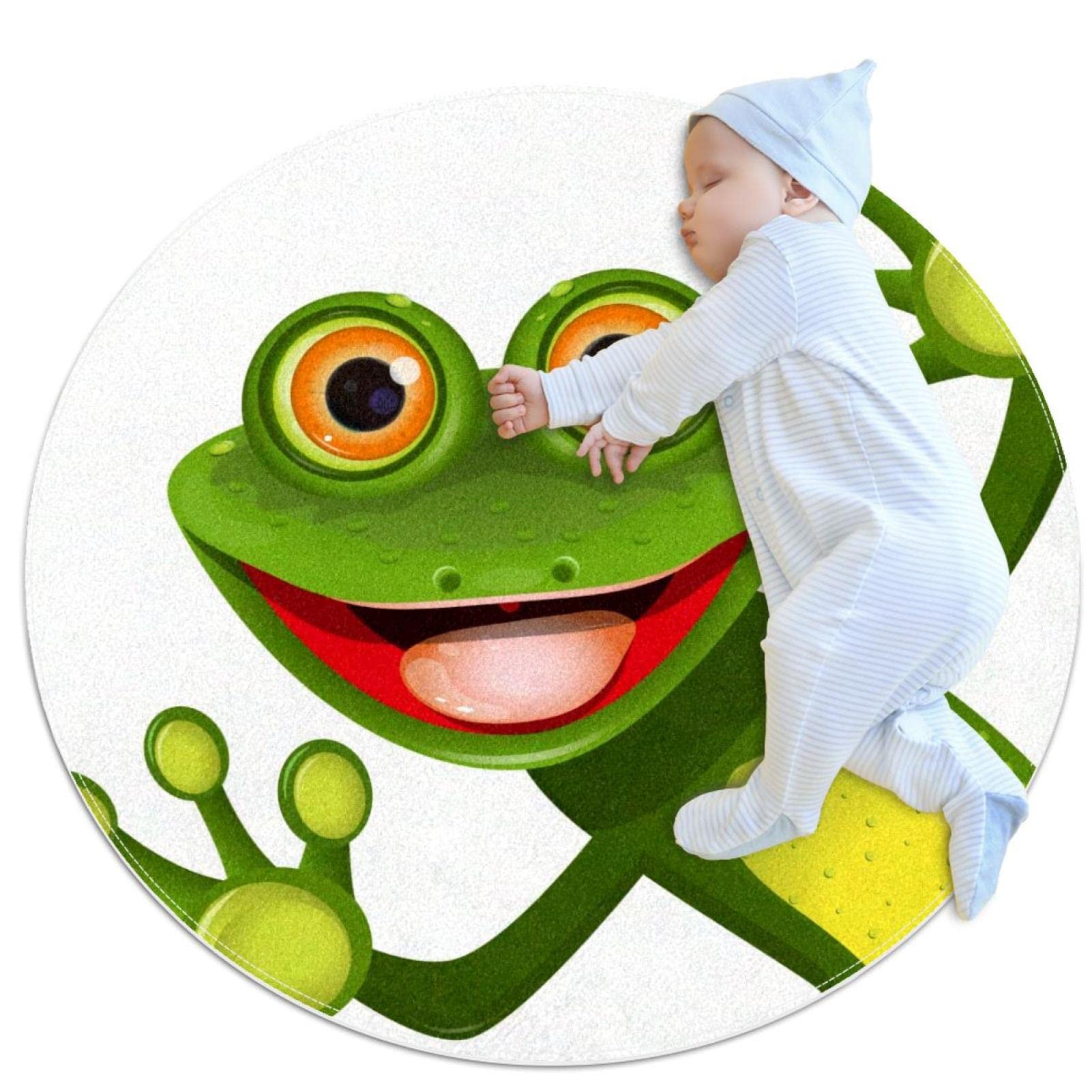 Tapis de jeu pour enfants JDEZ : tapis rond grenouille 80x80cm pour chambres d'enfants