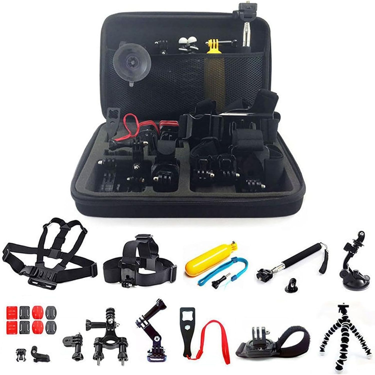 GPCT 26-in-1 Mount Accessory Kit for GoPro Hero 1/2/3/3+/4/5 Camera (Go Pro Filming Essentials for Quality Video Recording, includes Carrying Case, Head Mount, Tripod, Arm, Handlebar Mount, and More)