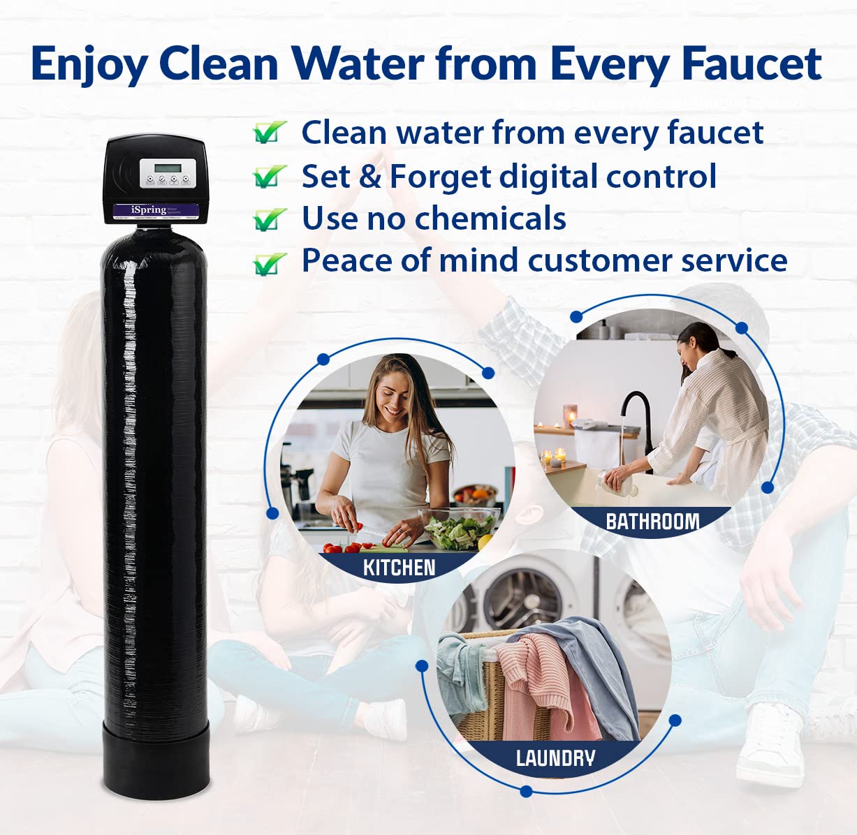iSpring WCFM500K Iron, Manganese, and Hydrogen Sulfide Water Filtration System, Whole House or Well Water, Set & Forget, Last up to 10 Years - - 