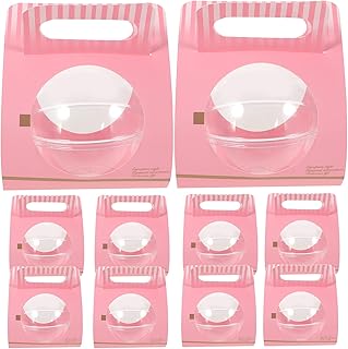 10pcs Paper Charcuterie Boxes, Cake Carrier Transparent Take Lid Clear Bag, 6 inches Disposable Food Containers for Candy Shape Shaped Wedding Supplies