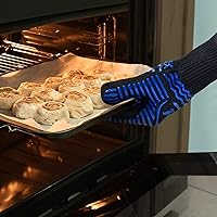 Vista 7 de Guantes para barbacoa, 1472 °F resistentes al calor, guantes antideslizantes de silicona de grado alimenticio para cocina, cocina, barbacoa