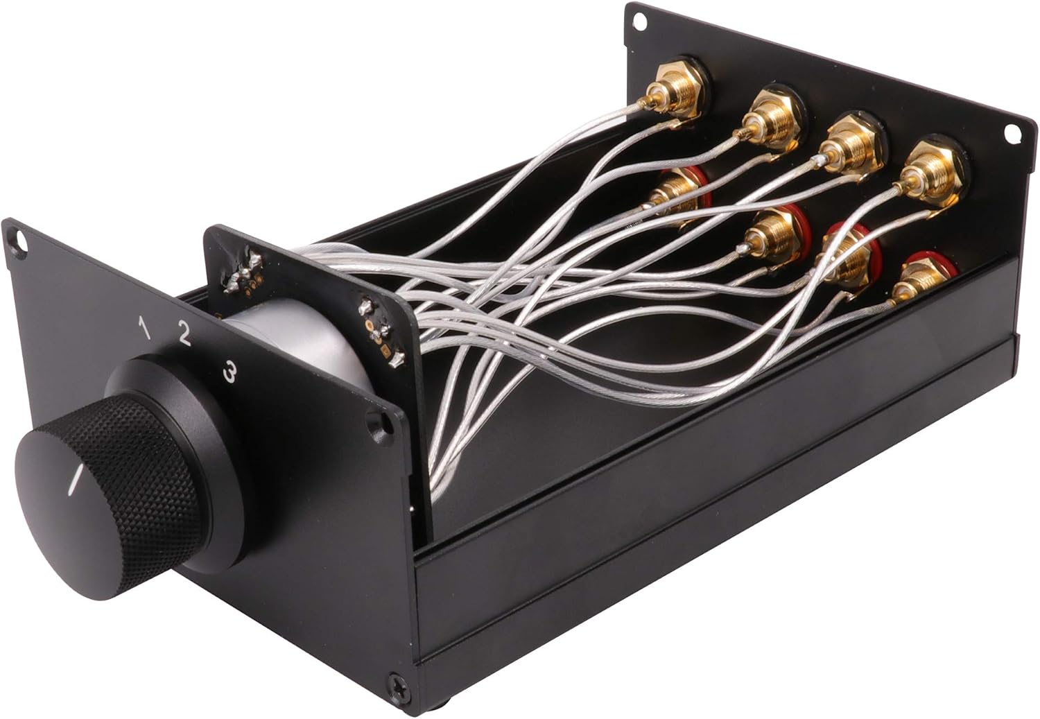 3 in 1 Output RCA Switch Box 3:1 Stereo Audio Signal Sources Selector Splitter Box Switcher Hand Made (Black)