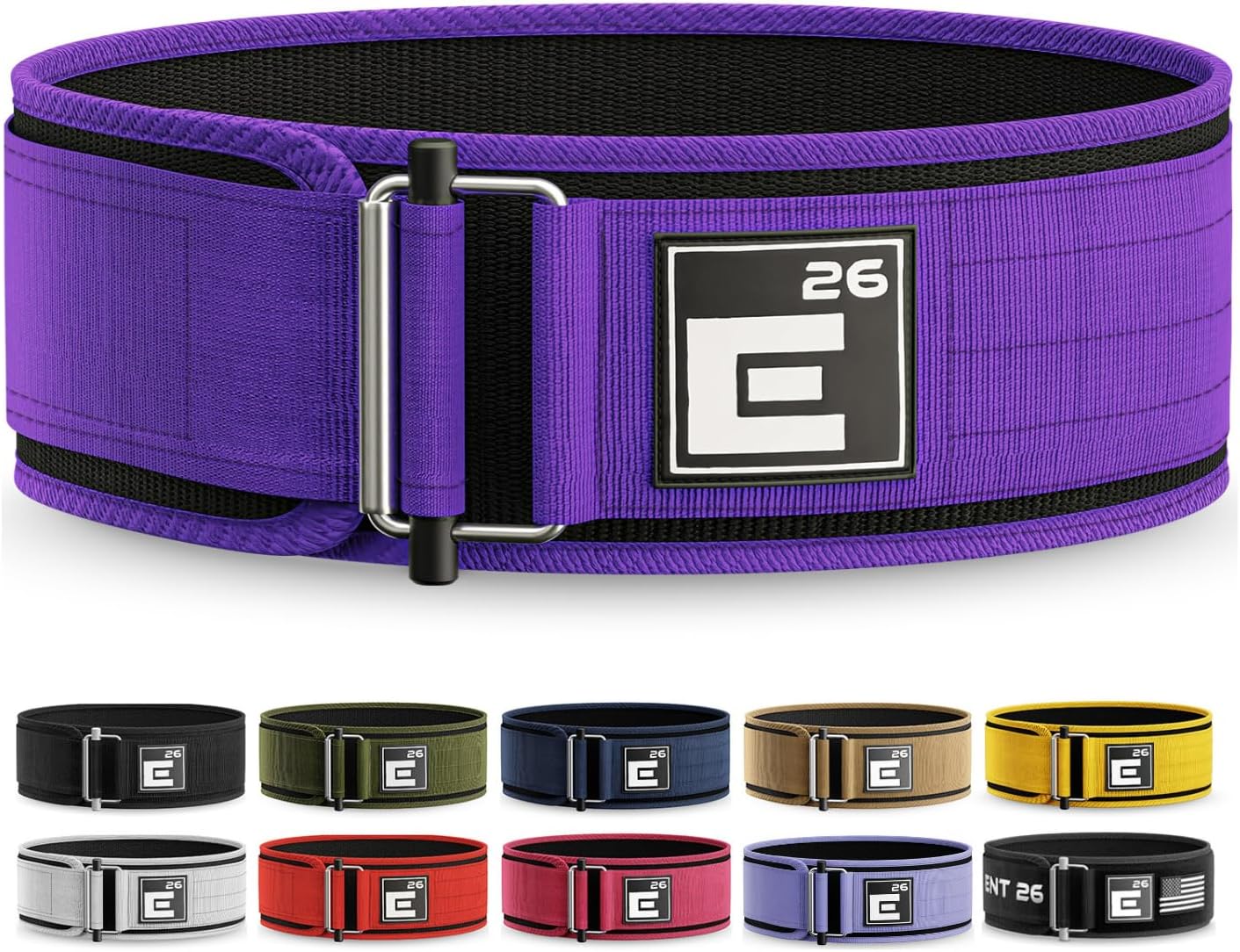 Element 26 Self-Locking Weight Lifting Belt - 4-Inch Nylon Support for Men and Women - Squat and Deadlift - Gym Training