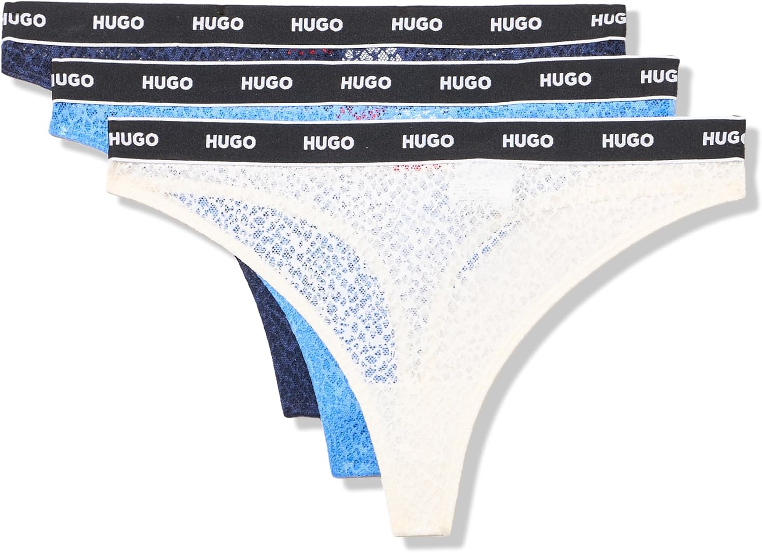 HUGO Women's 3-pack Repeat Logo Lace Thongs