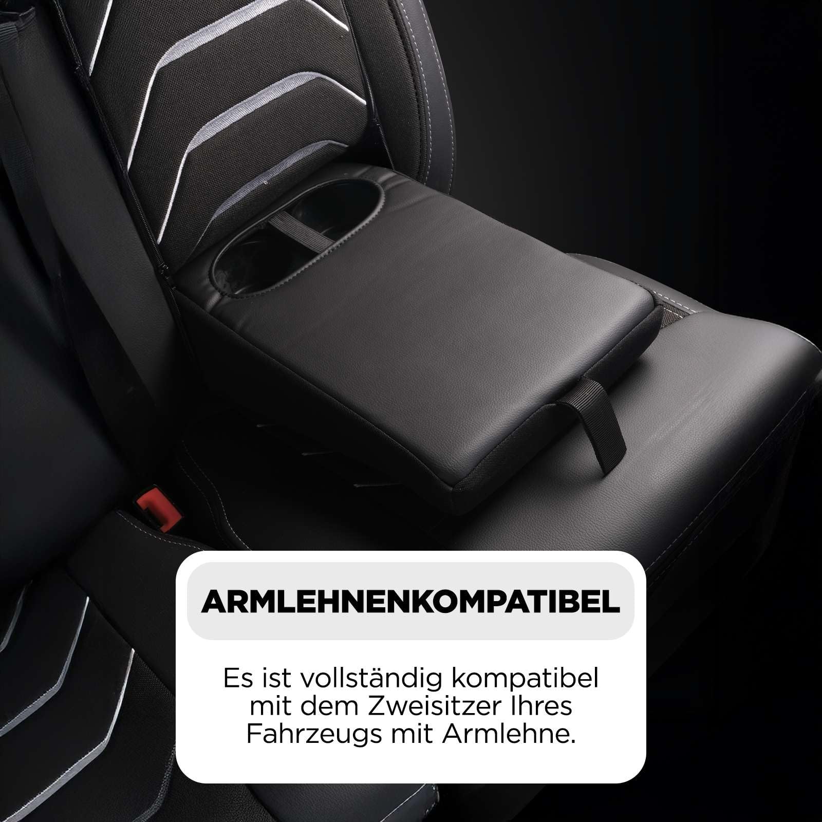 Autositzbezüge 2+1 für FIAT Ducato, Peugeot Boxer, Citroen Jumper 2014-2026, Opel Movano C 2022-2026 - Leinen/Schwarz-Grau - Vordersitz-Set (rechter Beifahrersitz geteilt)
