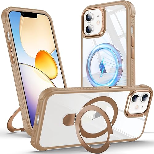 Anqrp O-Ring Magnetic Kickstand Clear Case for iPhone 12/12 Pro, Compatible with