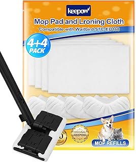KEEPOW 4+4Pack Reusable Microfiber Mop Pads Compatible with Waitbird Steam Cleaner STC-EU168, Reusable Microfiber Cleaning... Price In India