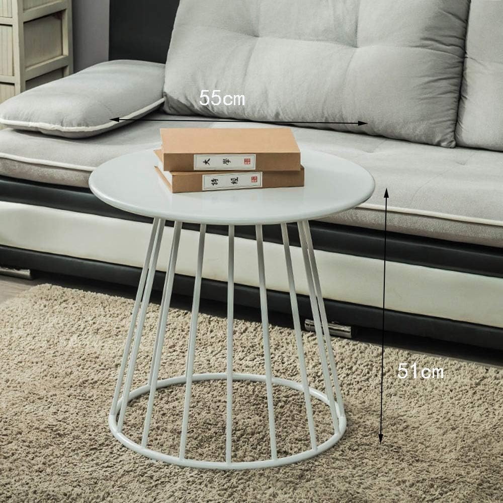 Office Desk,Decorative Table,Round Coffee Table,Round Home Side Table Wrought Iron Multi-Function Table,White