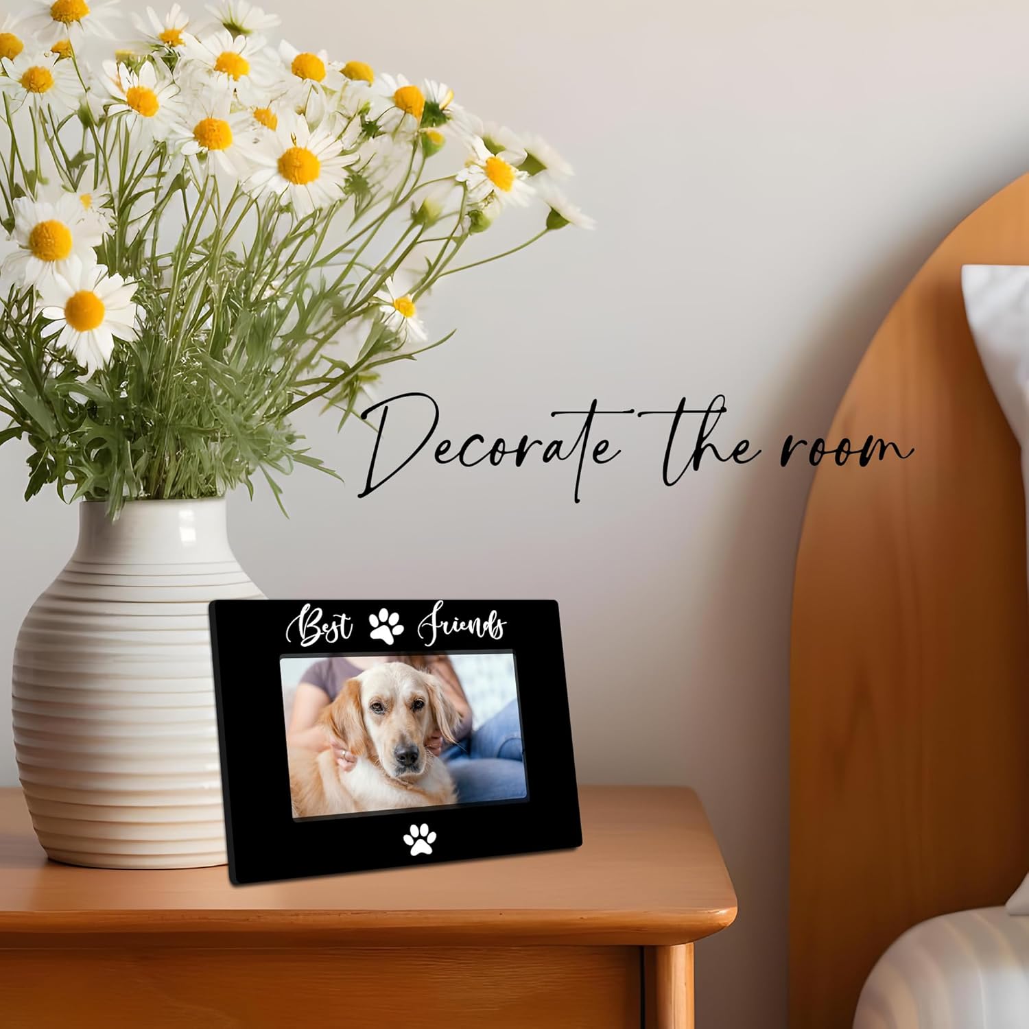 Puppy Wooden Photo Frame For 4" x 6" Picture - Best Friends - Black Minimalism Tabletop Picture Frame Decor For Home Office Table Shelf - Pet Gifts For Dog Lovers - A06 - Image 4