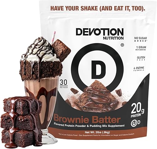 Miniatura 19 de Devotion Nutrition Polvo de Proteína Mezcla Sin Gluten, Apto para Dieta Cetogénica, Sin Azúcares Añadidos 1g MCT 20g Proteína de Suero