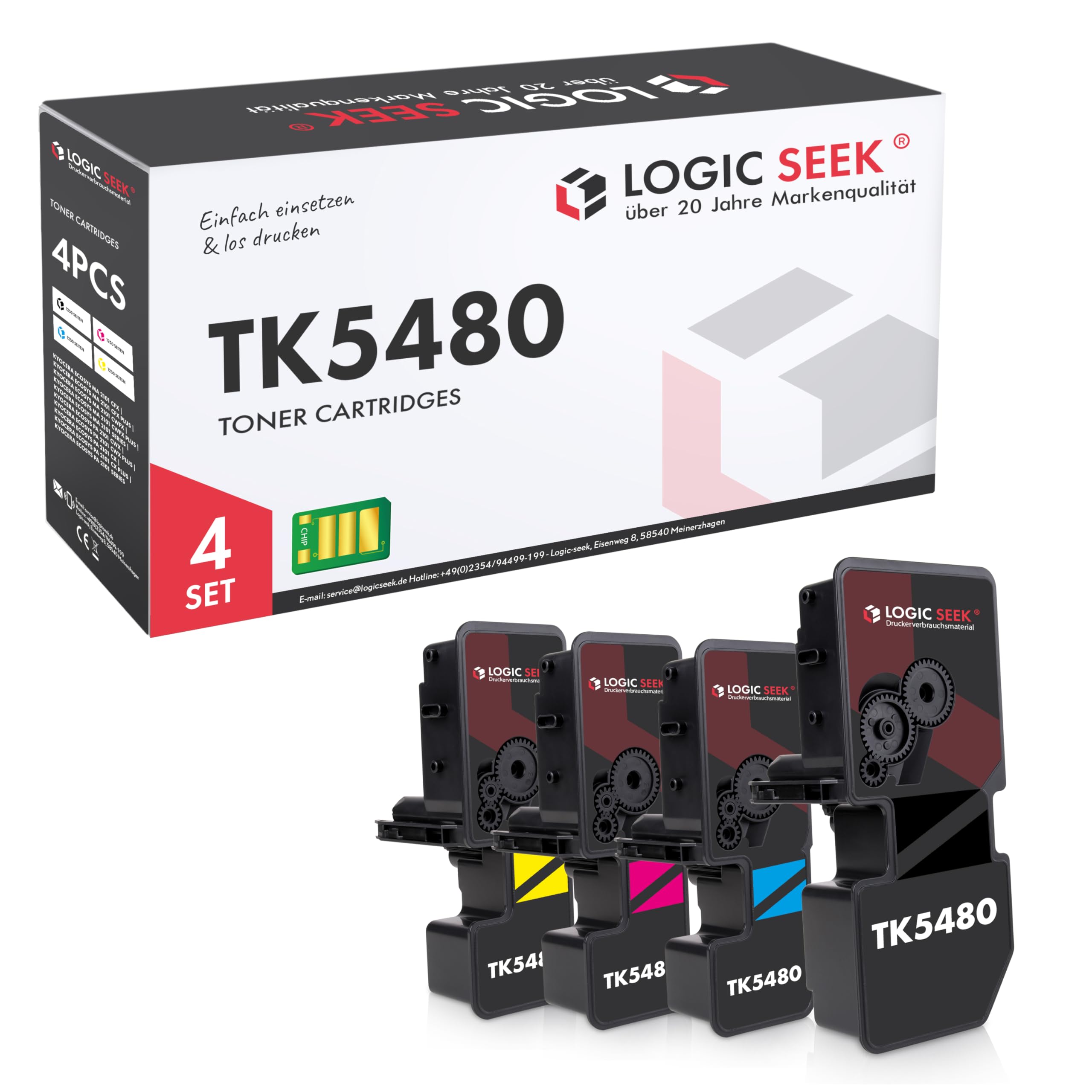 Logic-Seek 4ER Pack TK5480 Toner kompatibel für Kyocera ECOSYS MA2101cwfx MA2101cfx PA2101cx PA2101cwx MA2101cfx Plus MA2101cwfx Plus PA2101cwx Plus PA2101cx Plus 1 x Black-Cyan-Magenta-Yellow