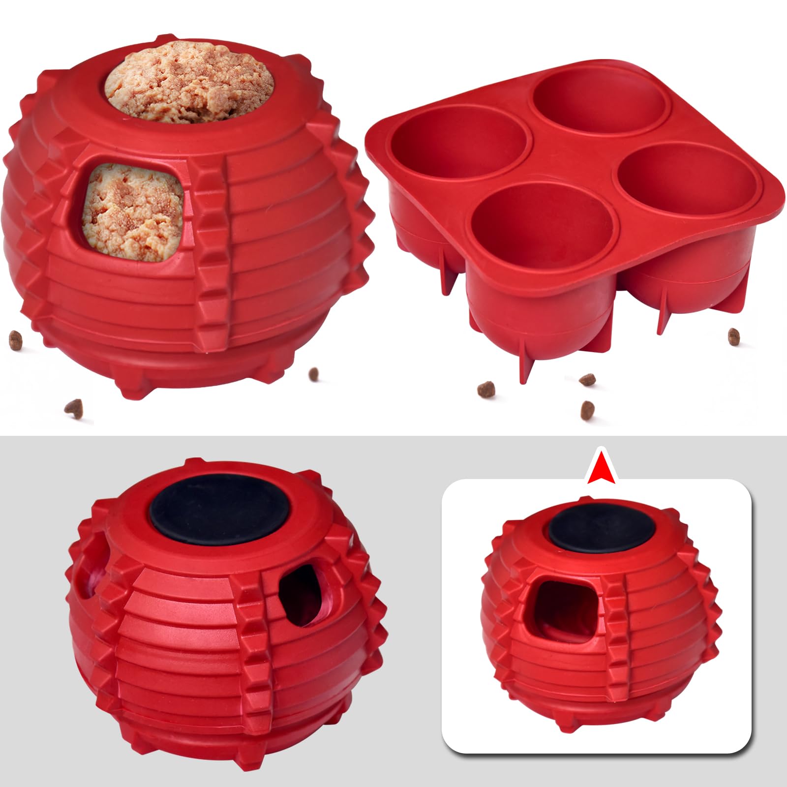 XHX Long-Lasting Interactive Dog Toy to Keep Your Pup Distracted - Safe for Dogs - Low-Mess Design - Dog Toys for Small Dogs 10-25 lbs(Red, Small)