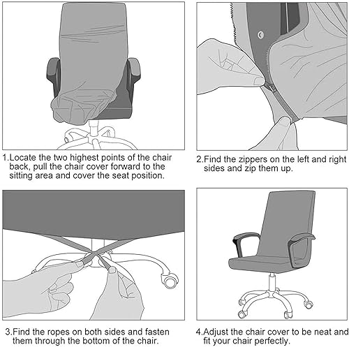 Miniatura 8 de Fundas elásticas para silla de oficina con cremallera duradera, funda elástica para silla de escritorio de computadora con estampado, funda para